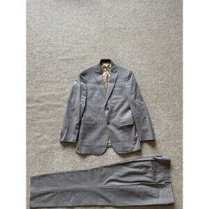 Jos. A. Bank Men's Gray Houndstooth Wool 2 Piece Suit 38R Jacket 32W Pants